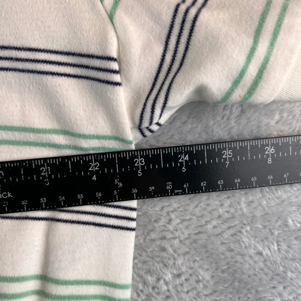 VTG Polo Ralph Lauren Mens Large White Green Navy Blue Striped Cotton Polo Shirt